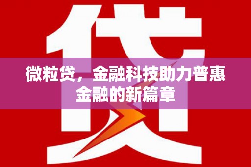 那坡微粒贷，金融科技助力普惠金融的新篇章