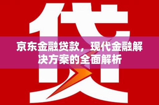 那坡京东金融贷款，现代金融解决方案的全面解析
