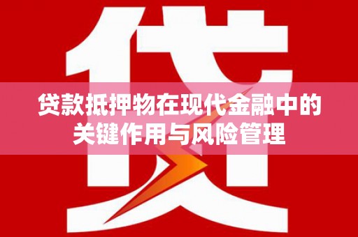 那坡贷款抵押物在现代金融中的关键作用与风险管理